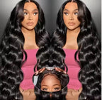 Ready To Go   HD Lace Front Wigs Glueless Put-on Go Body Wave Wig Blend Human Hair Transparent Lace Color